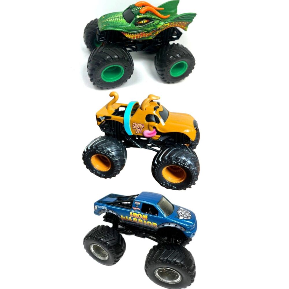 Monster Jam Diecast Monster Trucks - Scooby-Doo,  Dragon & Iron Warrior, Lot (3)